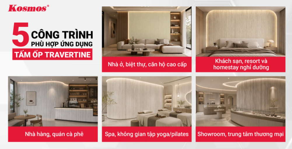 5 công trình phù hợp ứng dụng tấm ốp Travertine