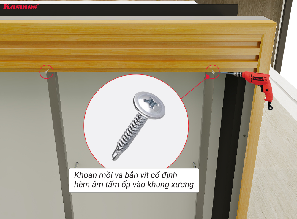 Bắn vít inox cố định tấm lam sóng nhôm vào thanh xương