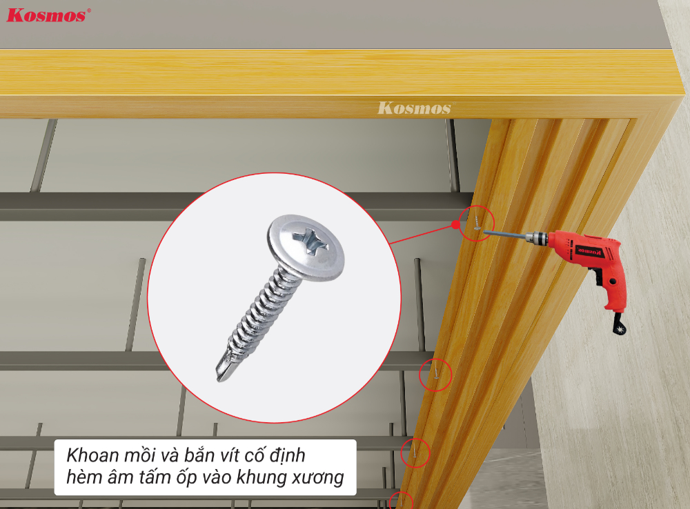 Bắn vít inox cố định tấm lam sóng nhôm vào thanh xương