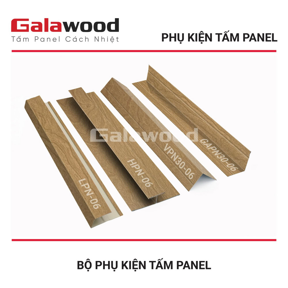 Bộ nẹp tấm Panel 06 màu nâu vàng bề mặt bóng Bộ nẹp tấm Panel 06 màu nâu vàng bề mặt bóng
