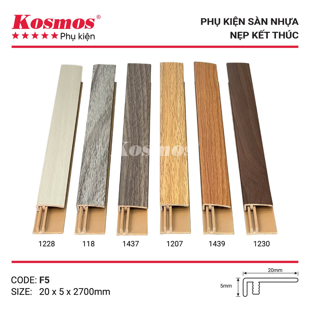 Bộ sưu tập nẹp F nhựa Kosmos ốp điểm kết thúc sàn nhựa