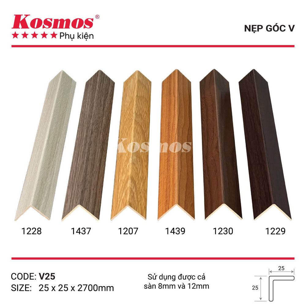Bộ sưu tập nẹp V nhựa Kosmos dùng cho sàn gỗ - sàn nhựa hèm khóa Bộ sưu tập nẹp V nhựa Kosmos dùng cho sàn gỗ - sàn nhựa hèm khóa