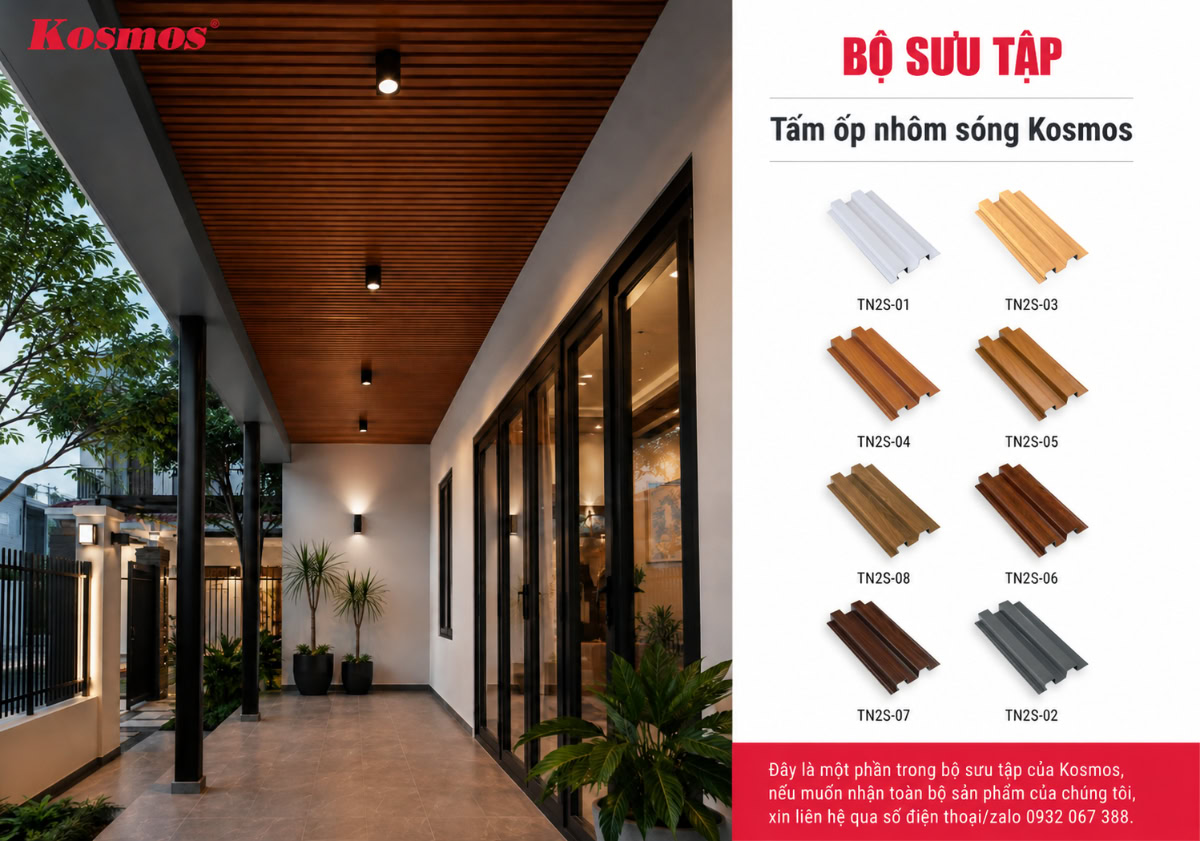 Bộ sưu tập tấm nhôm lam 2 sóng sơn cuộn Kosmos
