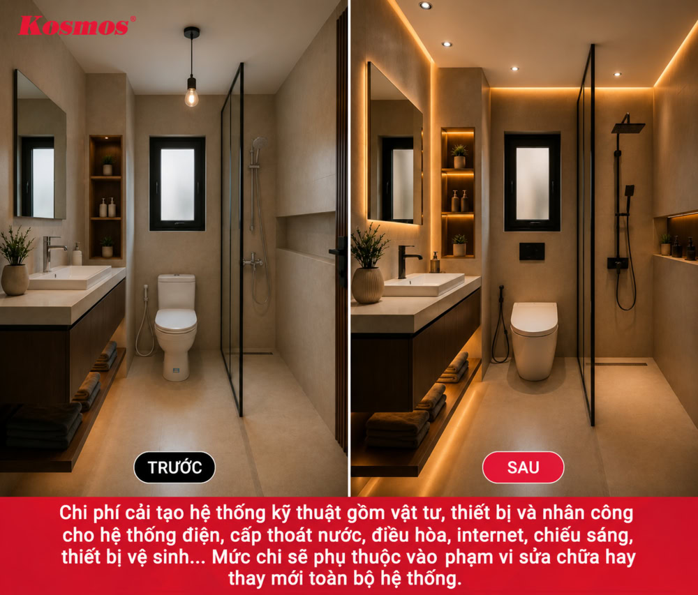 Chi phí hệ thống kỹ thuật cao hay thấp phụ thuộc vào phạm vi cải tạo Chi phí hệ thống kỹ thuật cao hay thấp phụ thuộc vào phạm vi cải tạo