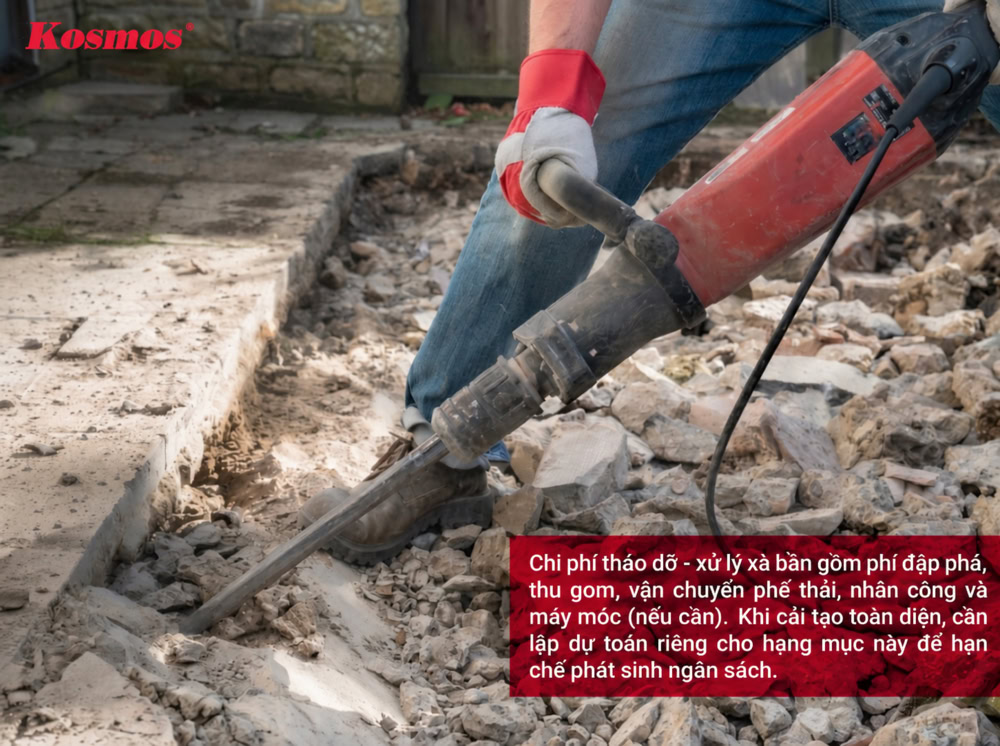 Chi phí tháo dỡ, đập phá nên được dự toán riêng để kiểm soát ngân sách Chi phí tháo dỡ, đập phá nên được dự toán riêng để kiểm soát ngân sách