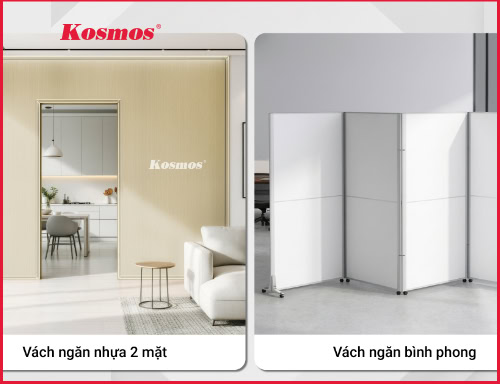 Nên chọn vách ngăn nhựa 2 mặt hay vách bình phong? So sánh thẩm mỹ, độ tiện dụng và chi phí