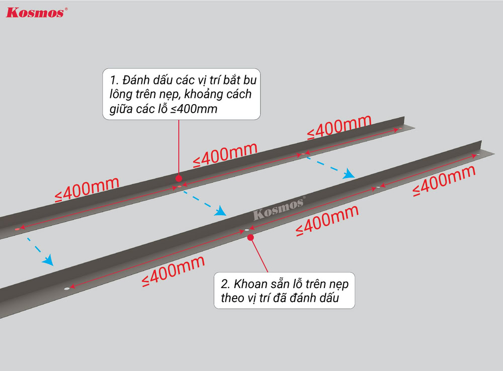 Đánh dấu và khoan lỗ trên nẹp V