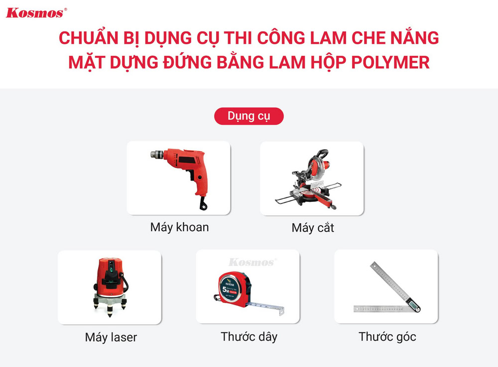 Dụng cụ thi công thanh lam gỗ nhựa Polymer làm lam chắn nắng