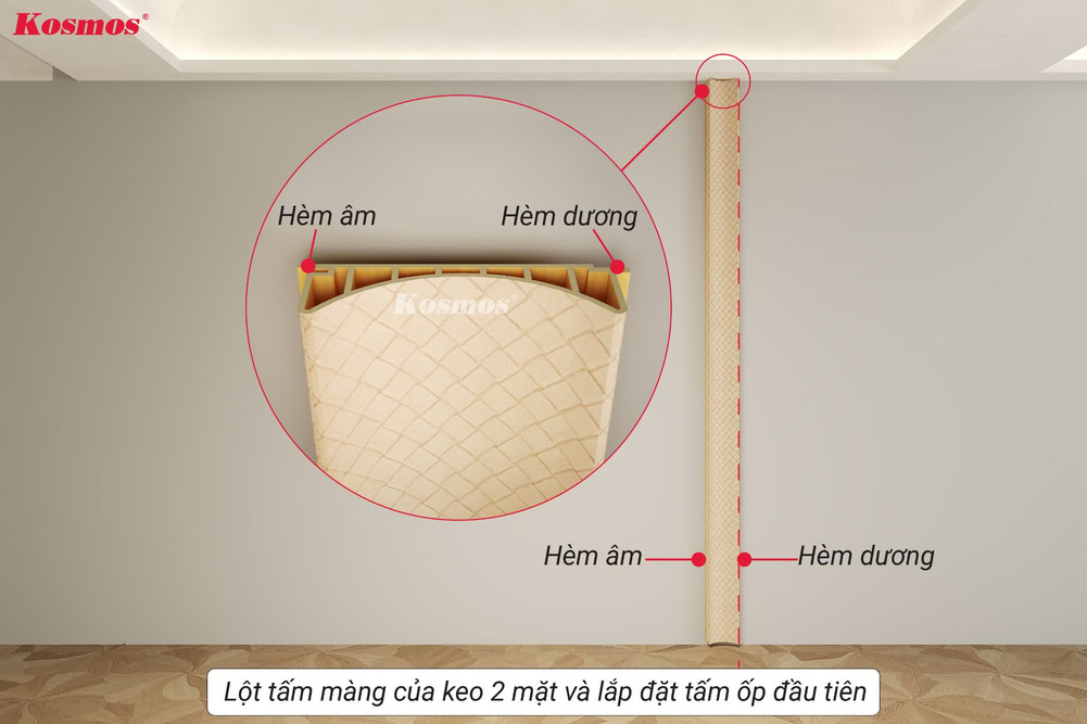 Gắn tấm ốp HT-114 lên tường