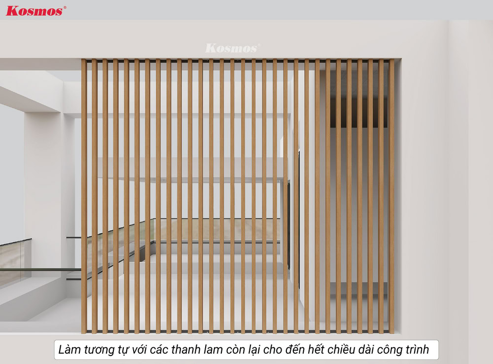 Làm tương tự với các thanh lam còn lại cho đến hết diện tích cần thi công