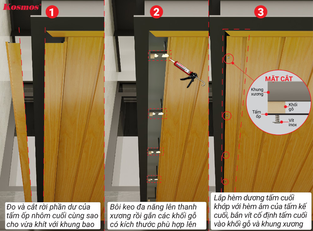 Lắp đặt tấm ốp cuối cùng cho hệ trần
