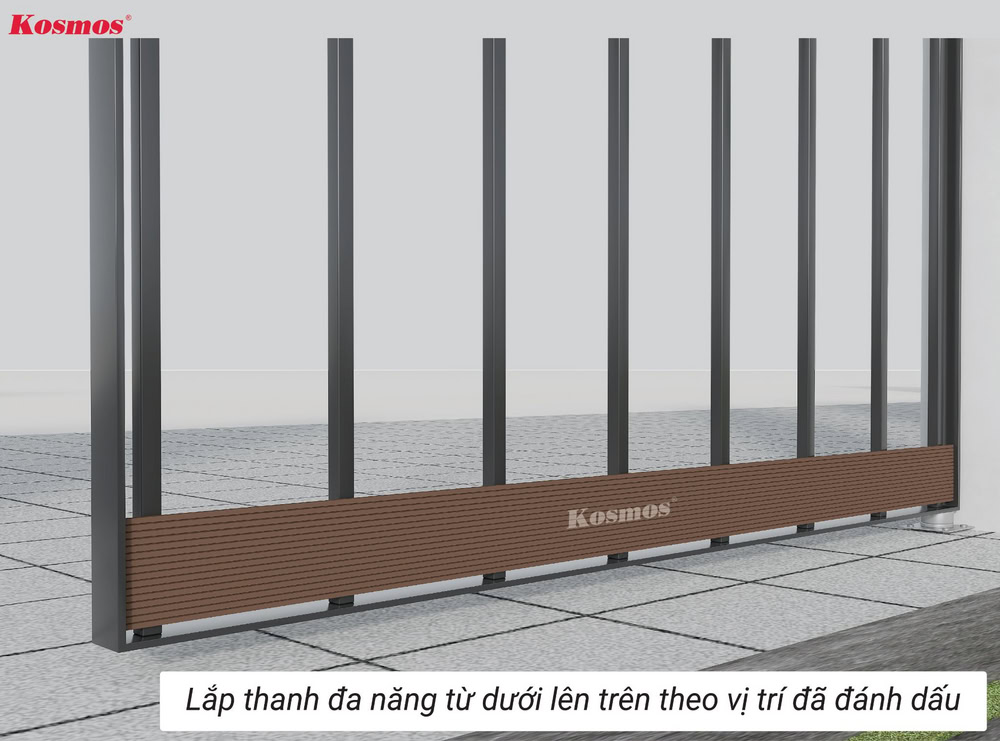 Lắp thanh đa năng đầu tiên theo phương ngang từ dưới lên trên