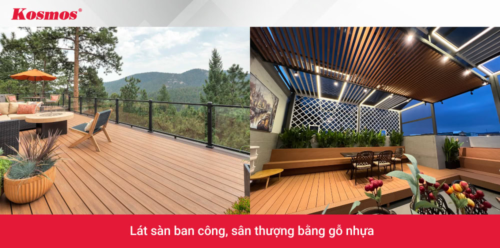 Lát sàn ban công, sân thượng bằng gỗ nhựa