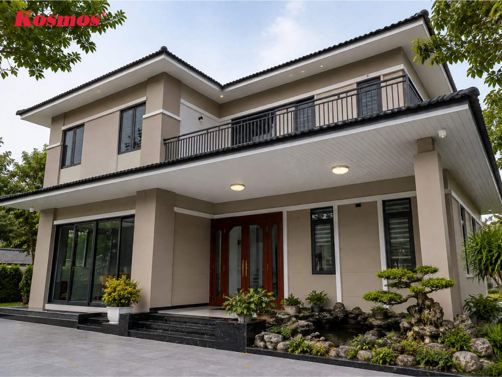 Mái hiên ốp trần nhôm màu trắng đẹp