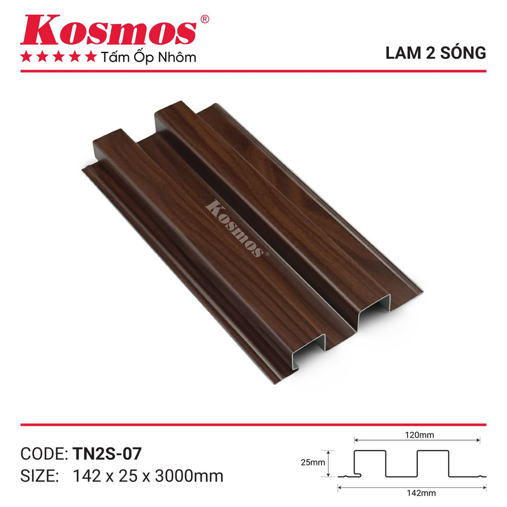 Mẫu mã và mặt cắt tấm ốp lam 2 sóng nhôm sơn lăn TN2S-07 Kosmos Mẫu mã và mặt cắt tấm ốp lam 2 sóng nhôm sơn lăn TN2S-07 Kosmos
