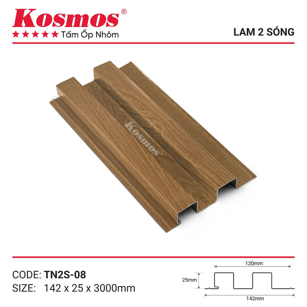 Mẫu mã và mặt cắt tấm ốp nhôm sơn lăn lam 2 sóng TN2S-08 Kosmos Mẫu mã và mặt cắt tấm ốp nhôm sơn lăn lam 2 sóng TN2S-08 Kosmos