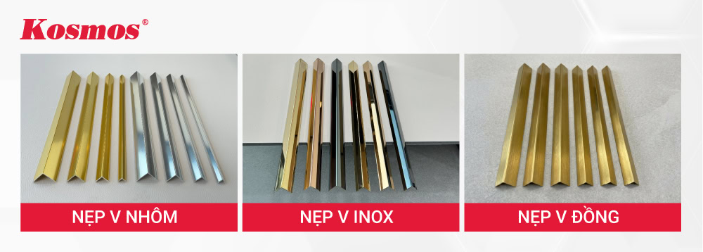 Mẫu nẹp nhôm, inox và đồng chữ V