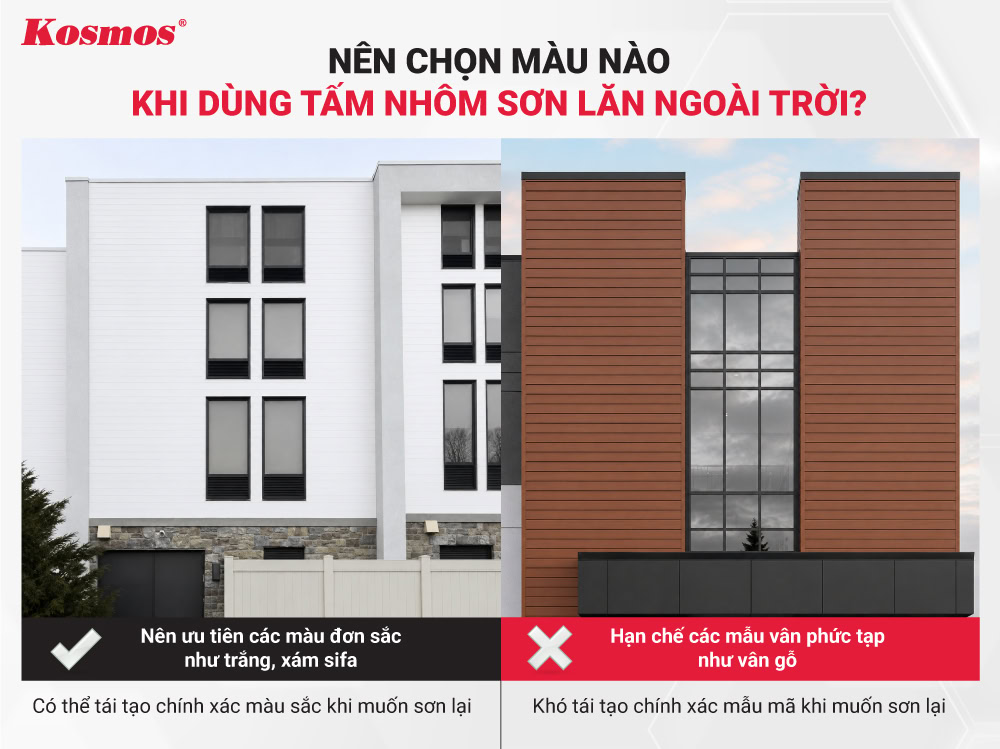 Nên dùng tấm nhôm đơn sắc cho bề mặt ngoại thất