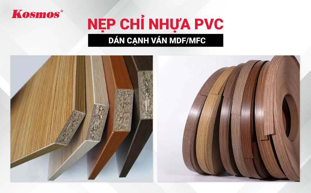 Nẹp chỉ nhựa PVC dán cạnh ván MDF/MFC Nẹp chỉ nhựa PVC dán cạnh ván MDF/MFC