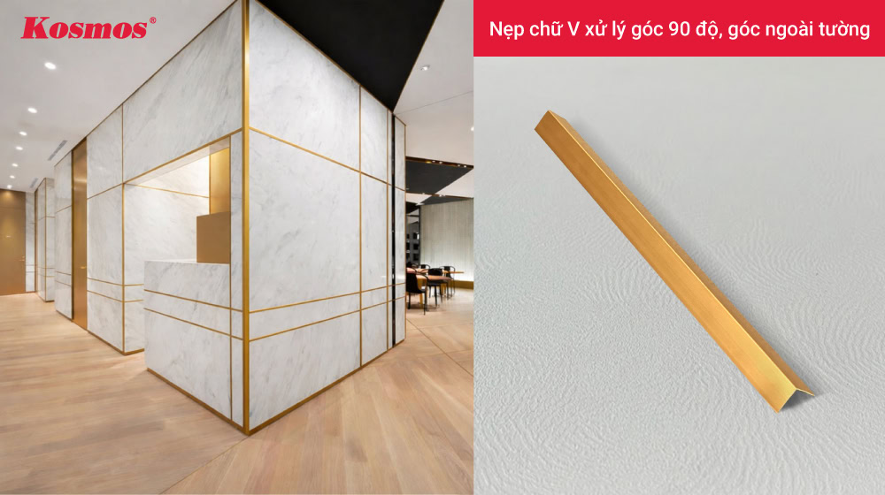 Nẹp chữ V xử lý góc 90 độ, góc ngoài tường