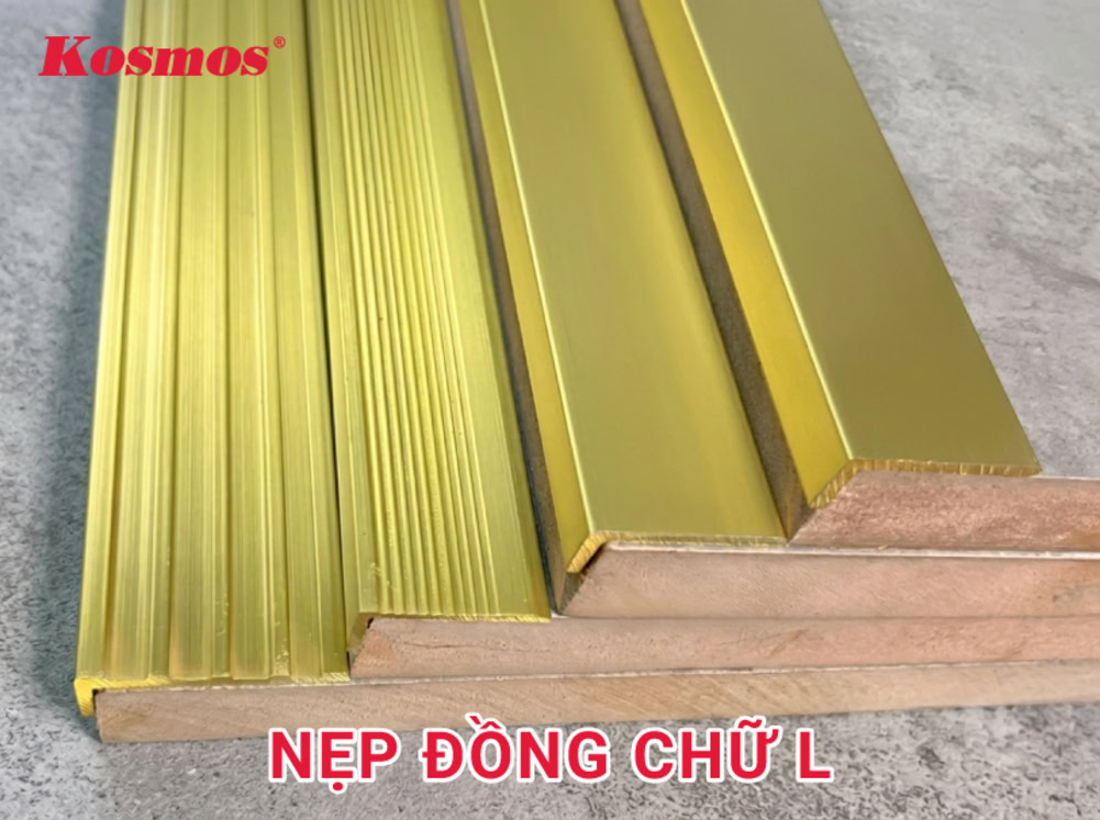 Nẹp đồng chữ L làm từ đồng nguyên chất hoặc hợp kim đồng, có mặt cắt hình chữ L