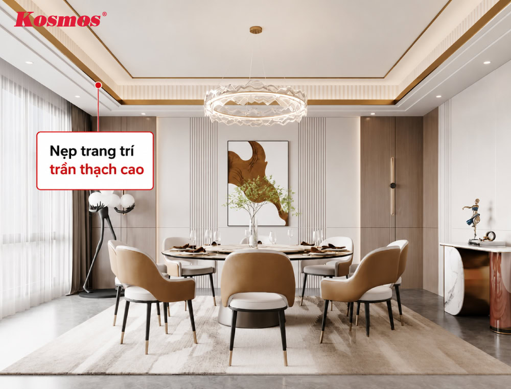 Nẹp trang trí mang đến diện mạo ấn tượng hơn cho hệ trần thạch cao