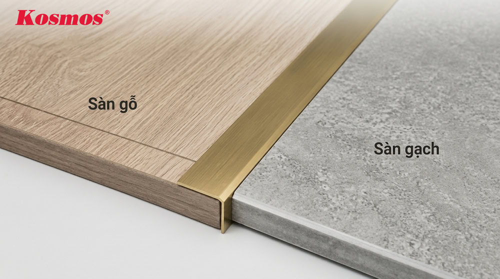 Nẹp V đồng có thể ứng dụng được cho cả sàn gỗ và gạch men