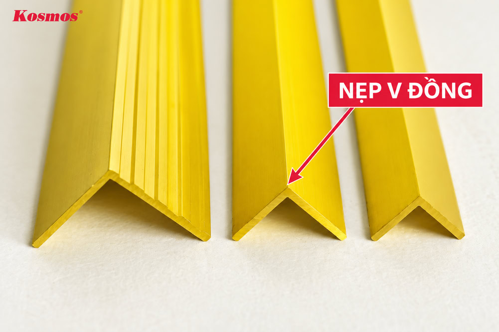 Nẹp V đồng giúp hoàn thiện thẩm mỹ và bảo vệ bề mặt nội thất