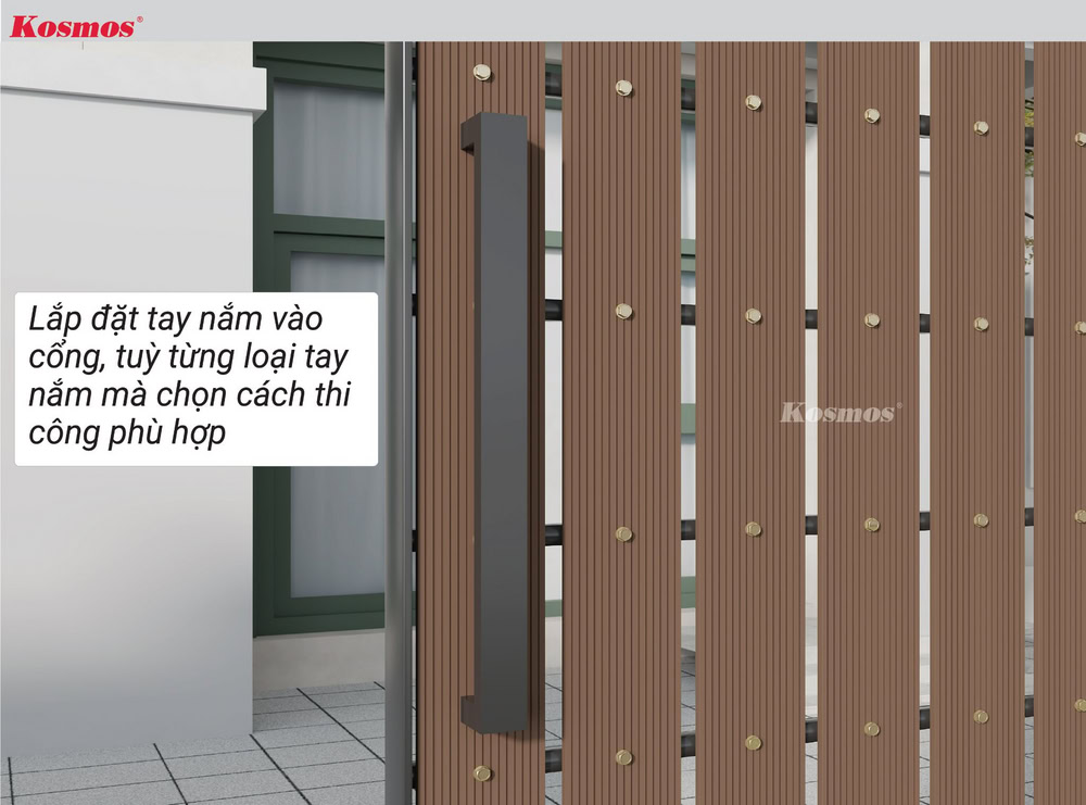 Ốp dọc: Lắp đặt tay nắm vào cổng