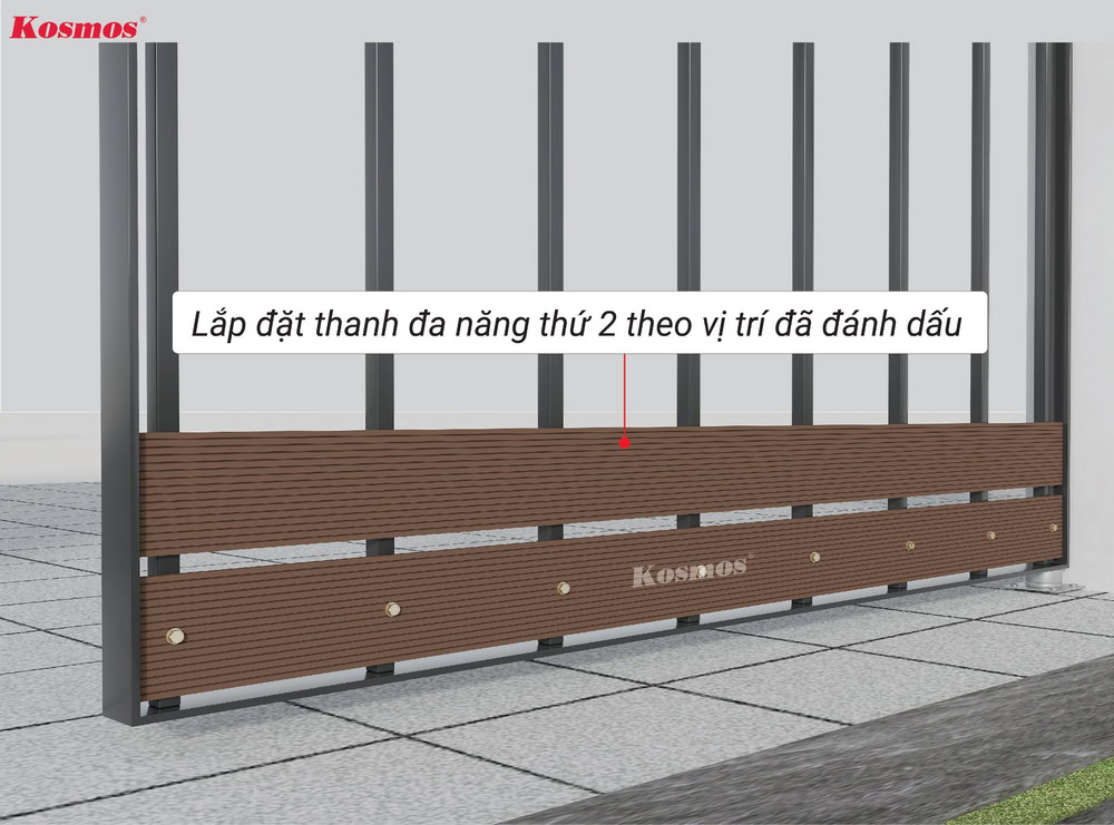 Ốp ngang: Lắp đặt thanh đa năng thứ 2 theo vị trí đã đánh dấu