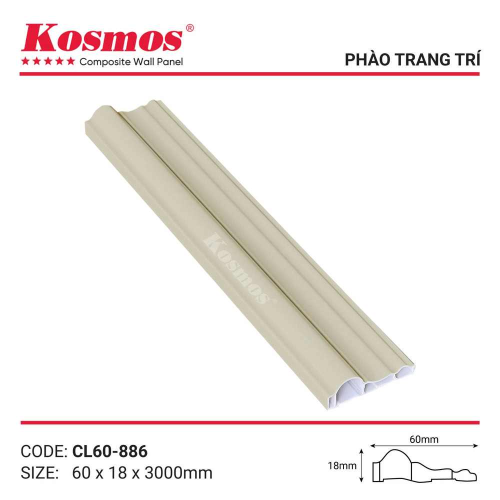 Phào trang trí màu kem ánh kim mã CL60-886 Phào trang trí màu kem ánh kim mã CL60-886