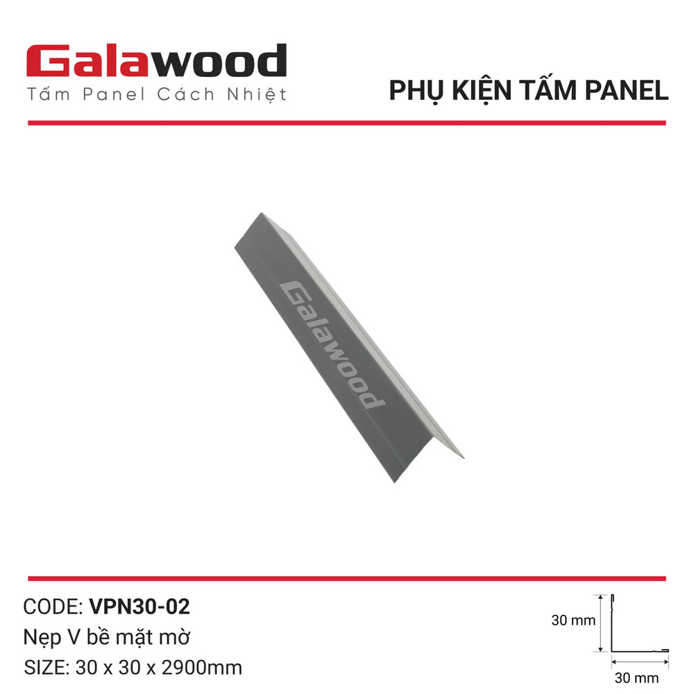 Phụ kiện nẹp chữ V VPN30-02 màu xám bề mặt mờ cho tấm ốp Panel