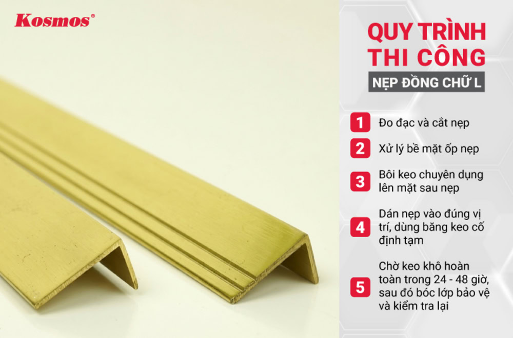 Quy trình thi công nẹp đồng chữ L