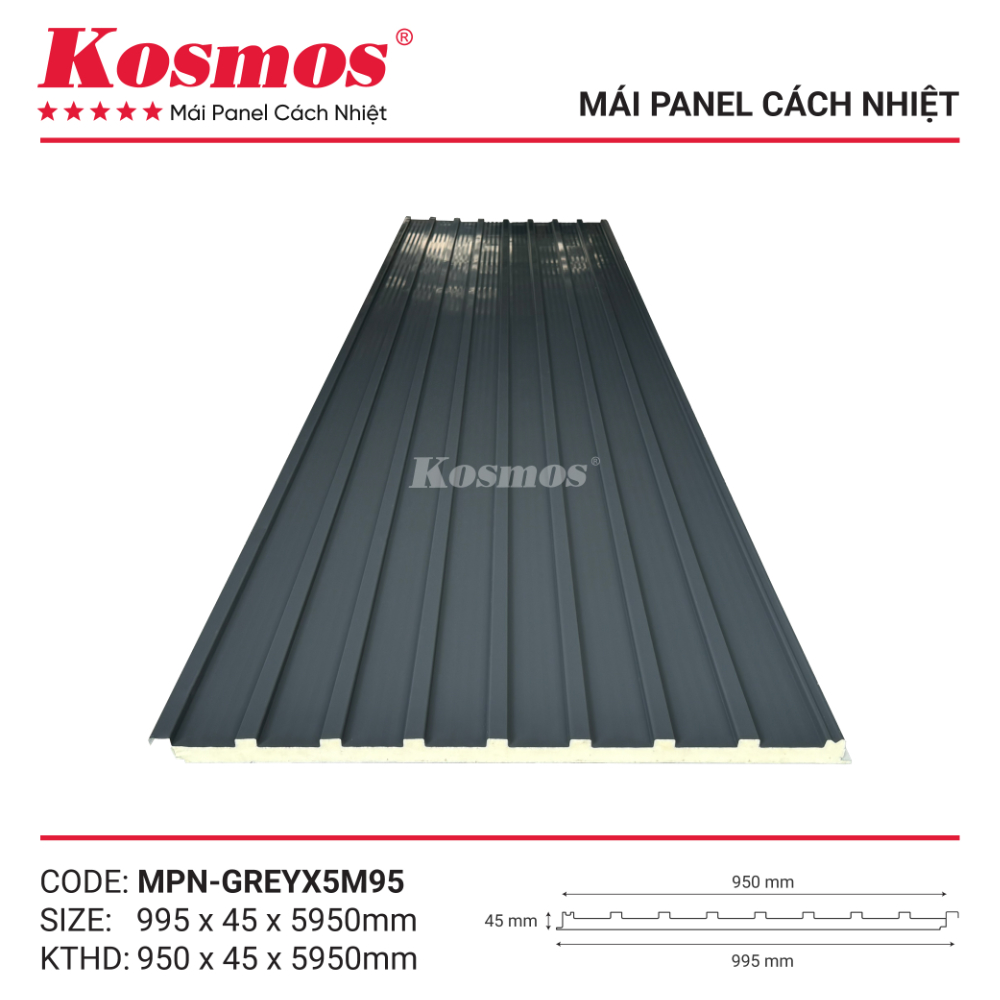 Tấm lợp mái Panel MPN-GREY màu xám đậm