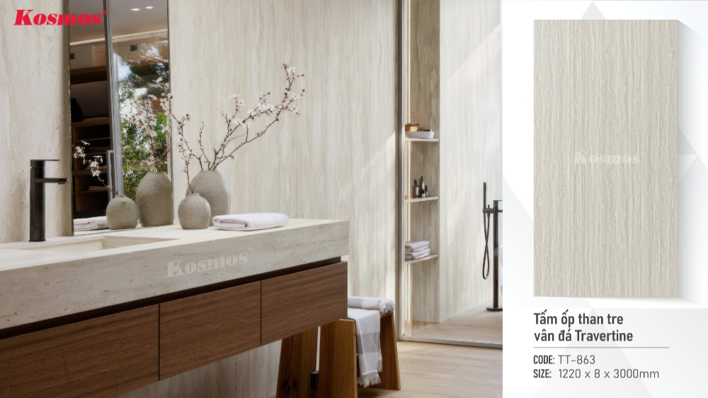 Tấm ốp than tre Travertine ứng dụng được đa dạng phong cách thiết kế