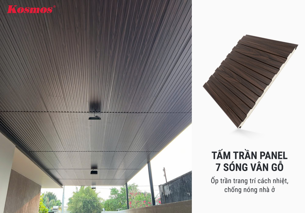 Tấm trần panel 7 sóng vân gỗ ốp trần trang trí cách nhiệt, chống nóng nhà ở Tấm trần panel 7 sóng vân gỗ ốp trần trang trí cách nhiệt, chống nóng nhà ở