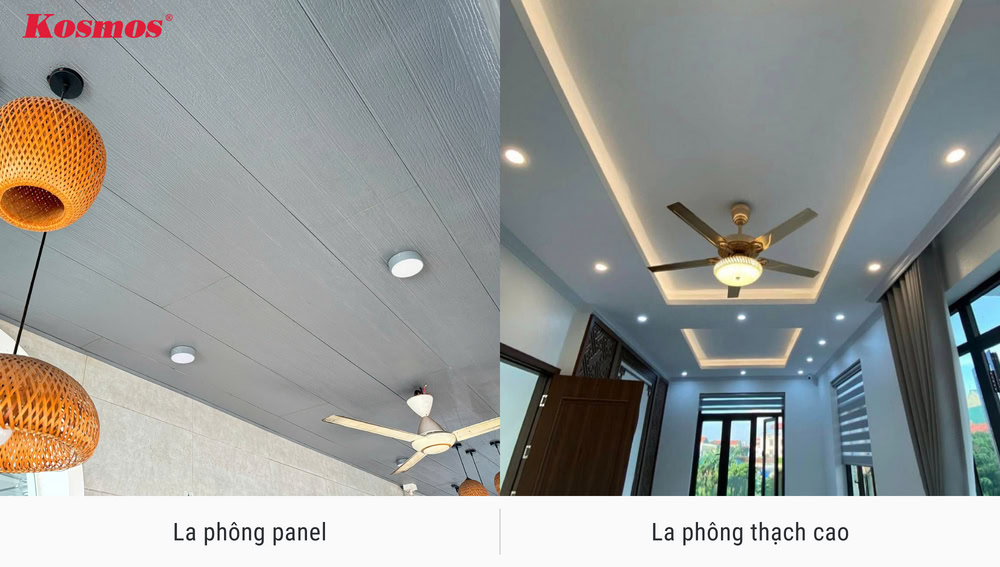 Thạch cao và panel là 2 vật liệu ốp trần phổ biến với những công năng riêng biệt Thạch cao và panel là 2 vật liệu ốp trần phổ biến với những công năng riêng biệt
