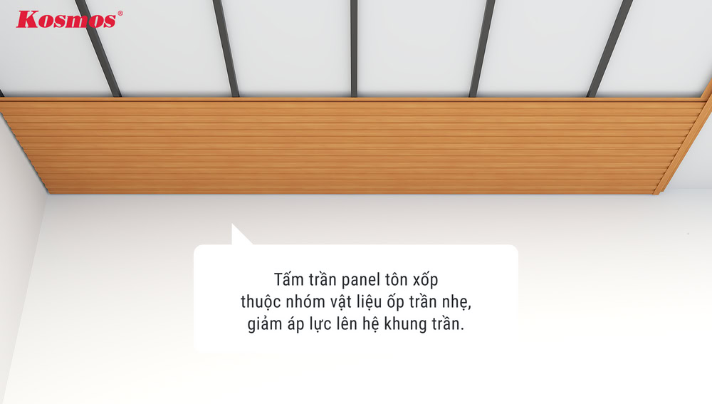 Thi công tấm trần panel nhẹ và giảm áp lực lên hệ khung trần Thi công tấm trần panel nhẹ và giảm áp lực lên hệ khung trần