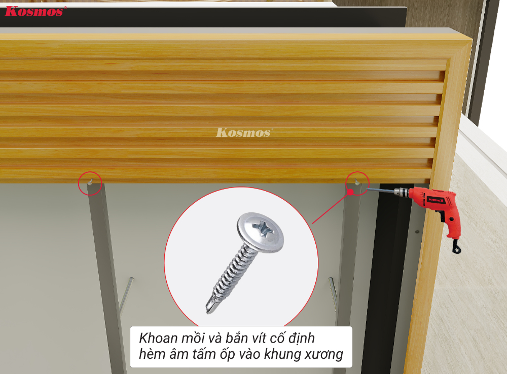 Tiếp tục bắn vít cố định hèm âm của tấm thứ 2 vào khung xương