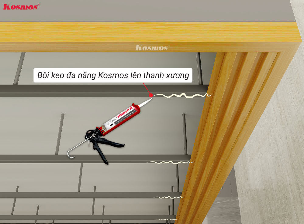 Tiếp tục bôi keo lên khung xương