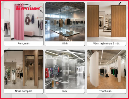 Top 6 loại vách ngăn shop quần áo đẹp, thi công nhanh