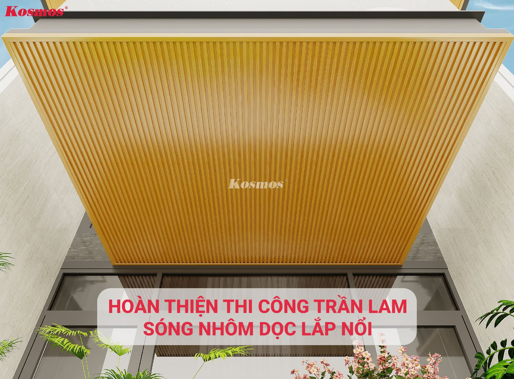 Trần nhôm lam sóng lắp nổi ốp dọc