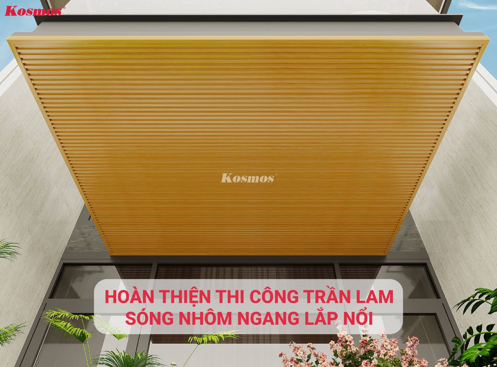 Trần nhôm lam sóng lắp nổi ốp ngang