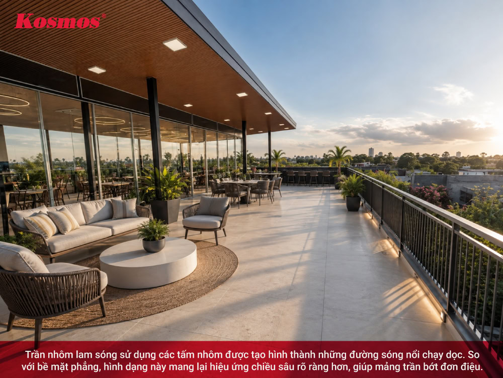 Trần nhôm lam sóng Trần nhôm lam sóng