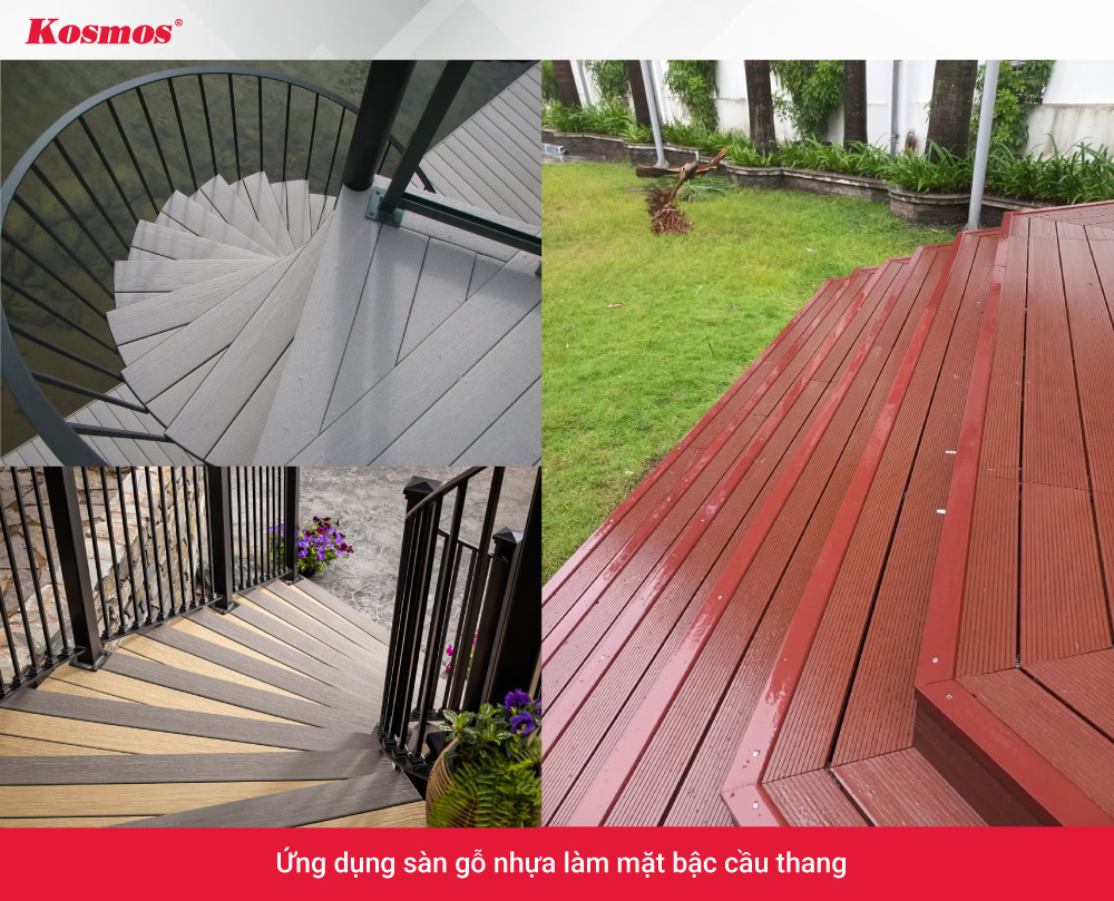 Ứng dụng sàn gỗ nhựa làm mặt bậc cầu thang