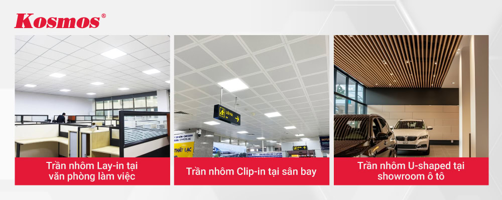 Ứng dụng trần nhôm trong công trình thương mại và công cộng Ứng dụng trần nhôm trong công trình thương mại và công cộng