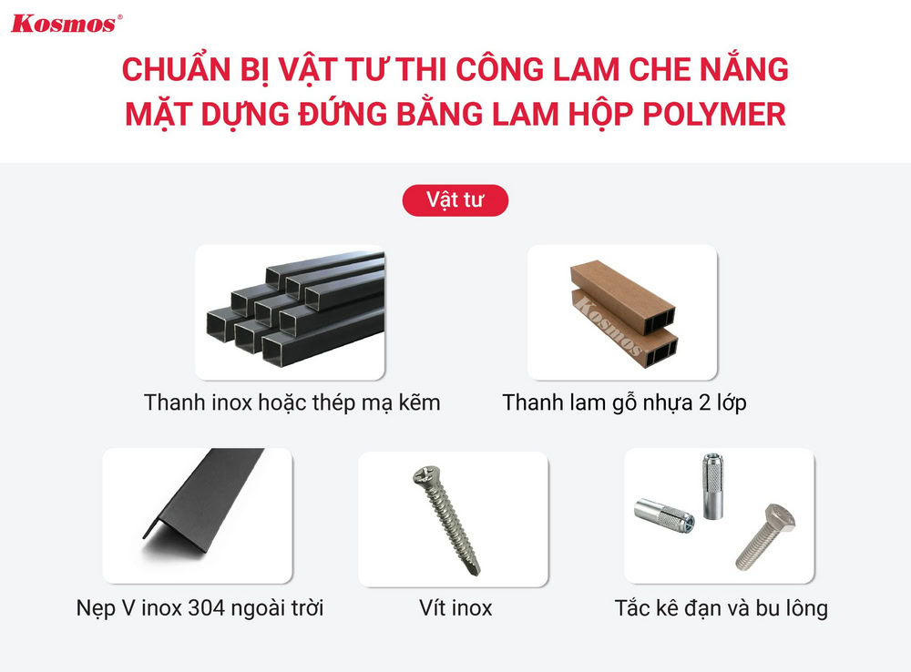 Vật tư thi công thanh lam gỗ nhựa Polymer làm lam chắn nắng