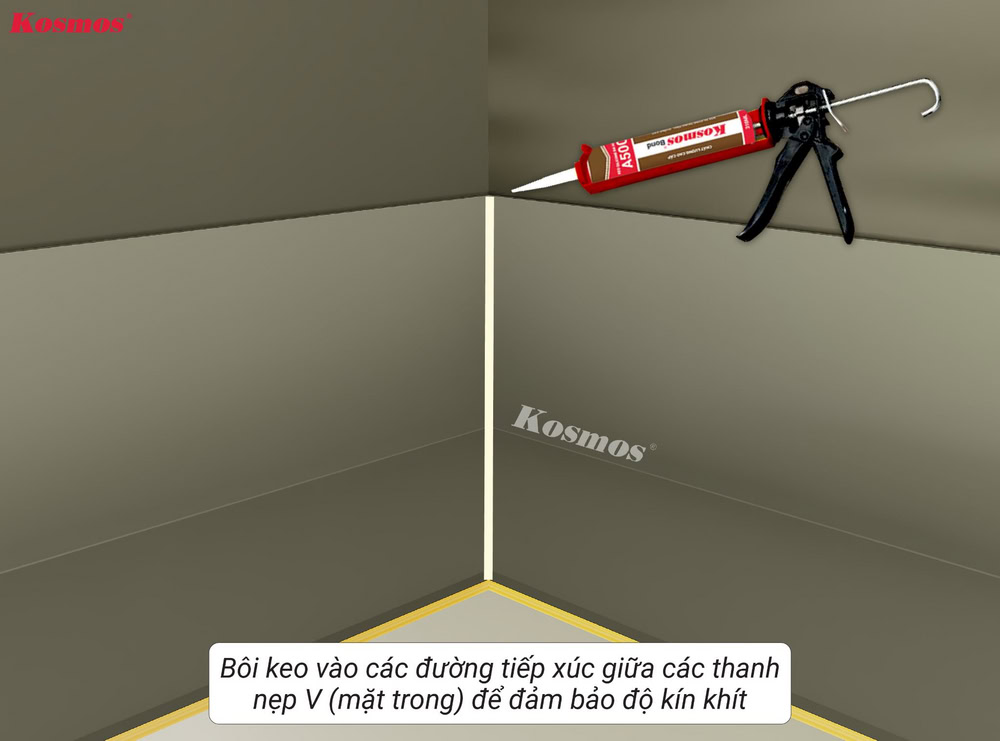 Xử lý điểm tiếp giáp giữa các thanh nẹp để đảm bảo độ kín khít