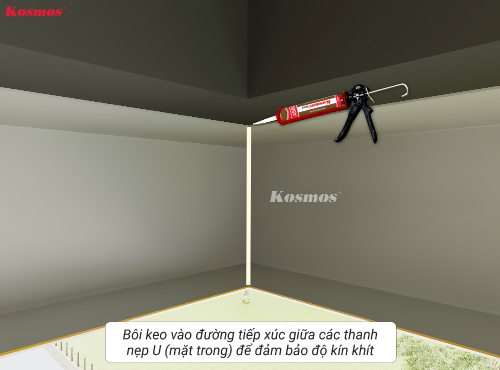 Xử lý điểm tiếp giáp giữa các thanh nẹp trong hệ trần ngang