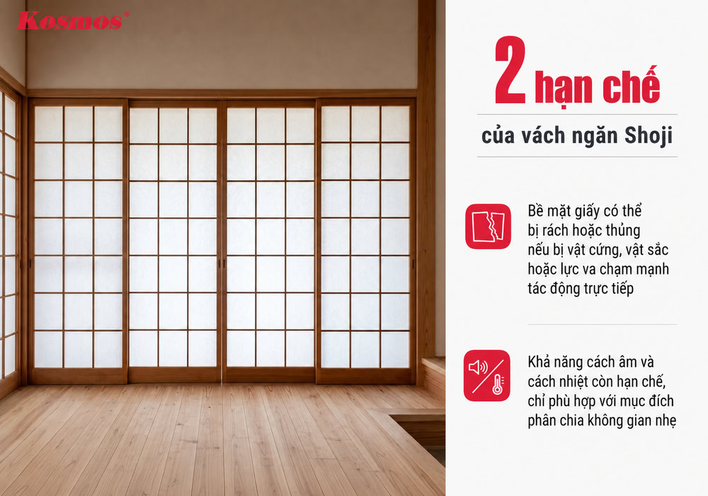 2 hạn chế của vách ngăn không gian Shoji